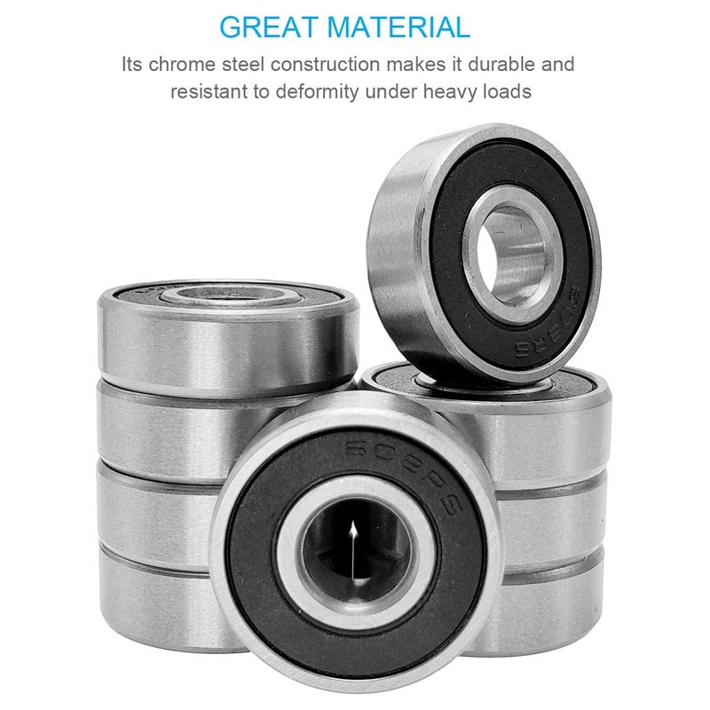 Tonmp 24 PCS 608-2RS Ball Bearings – Double Rubber Sealed Miniature Deep Groove Ball Bearings (8mm x 22mm x 7mm) (608 2RS) - Image 4